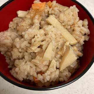 5分で準備、後は炊くだけ！たけのこご飯！